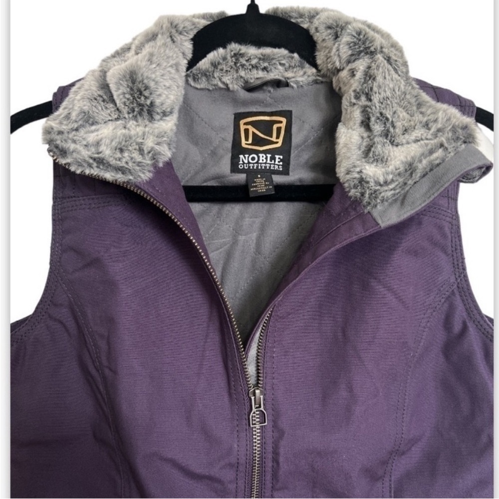 Noble Outfitters Purple Canvas Vest with Faux Fur - Picture 2 of 12